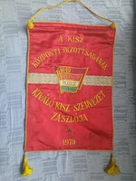 Old Embroidered Flag of the KISZ Central Committee, Excellent KISZ Organization Flag 1979