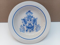 Retro hollóházi porcelán kék virágos fali dísz tányér