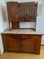 Two-Piece Wooden Dining Cabinet, Credenza from the Early 1900s