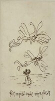 Zsolt Vetlényi - Two Flying Rabbits, 8.5 x 4.5 cm etching on paper
