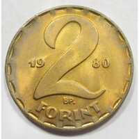 Hungary, 2 forint 1980 UNC+ copper