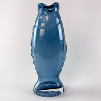 Blue Modern Italian Glass Vase – Stylized Fish Shape, Modern Home Decor