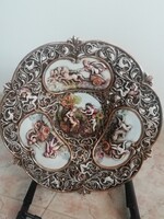 Capodimonte pierced gold-decorated scene decorative plate, wall ornament