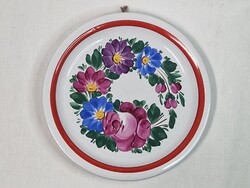 Old Glazed Hand-Painted Floral Ceramic Plate or Wall Decor, Flawless 25 cm Diameter