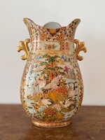 Decorative Japanese-style vase with crane and floral motifs