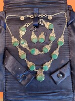 Sauer Vintage 925 Sterling Silver Genuine Emerald Jewelry Set