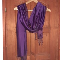 Thick silk fabric, large size, two-tone purple women's scarf/stole 50 x 180 cm without fringes