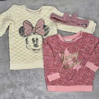 Disney Baby C&A Minnie Mouse sweatshirt, Juicy Couture pink patterned T-shirt with headband set for girls, 1 year