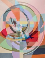 László Csóka: abstract oil-canvas painting, oil-canvas.