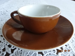 Lilien porcelain coffee cup + coaster, brown color. He has!