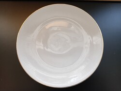 Arany szélű bordás, fehér porcelán kerek tálaló, süteményes , tortás tál Bavaria Seltmann Weider