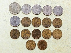 Magyarország 17 db Különböző Érme 2 5 Forint 1967-1989