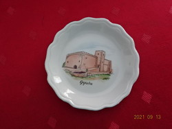 Aquincum porcelain centerpiece with Gyula inscription and Gyula Castle, diameter 9.3 cm. He has!