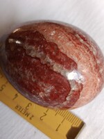 Polished Red-White Natural Stone Egg – Marble Patterned Mineral Decorative Object