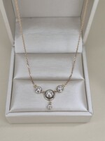 Antique gold button necklace with rhinestones