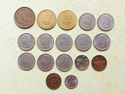 Belgium 17 db Különböző Érme 25 50 Centimes 1 5 20 Frank Francs 1955-1989