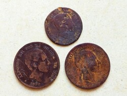 Spanyolország 3 db Különböző Érme 5 10 Centimos 1877 1879