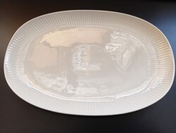 Cream-colored, ribbed, Thomas (Rosenthal) porcelain oval serving dish, 1950s
