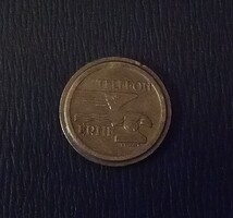 Sárgaréz tantusz/telefonérme (2,2 cm, 1950-es/1960-as)