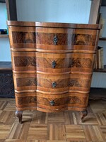 Antique-style Walnut Root Veneered Four-drawer Biedermeier Chest