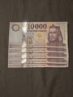 Serial Number Tracking New 10,000 Forint Banknotes 5 pcs