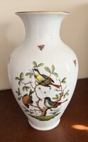 Hatalmas Herendi porcelán díszváza – Rothschild-madaras (RO), 32 cm – Egyedi Klauzál Gábor-díj 1993