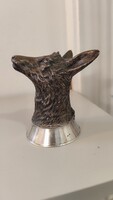 Antik ezüst vadászpohár (kengyelpohár / Stirrup Cup) – Őzfej alakú
