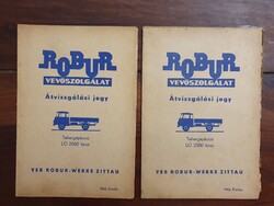 Robur Lo 2500 , 2 db, 1962. teherautó ,veterán jármű, átvizsgálasi jegy