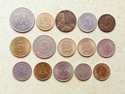 Jugoszlávia 15 db Különböző Érme 1 2 5 10 50 100 Dínár 1938-1996