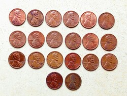 USA 20 Different Coins 1 Cent 1917-1979