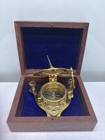 Sundial Compass in Wooden Box