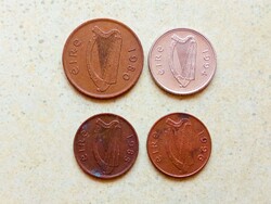 Írország 4 db Különböző Érme 1 Penny 2 10 Pence 1980-1996