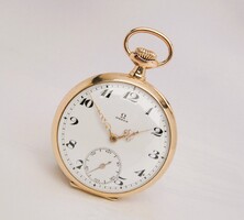 HIGH-QUALITY OMEGA CHATON CHAIN, 14K GOLD POCKET WATCH, 1920s