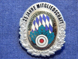 Bajor Sportlövő Szövetség 25 éves tagság - nagyméretű zománcozott jelvény