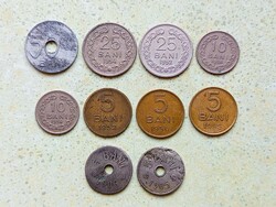 Románia 10 db Különböző Érme 5 10 25 50 Bani 1905-1956