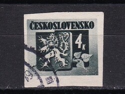 1945 Csehszlovákia 4k Pecsételt Vágott Bélyeg Címer