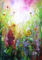 Little summer with sunflowers- akril painting - Egy kis nyár napraforgókkal- akril festmény