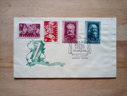 FDC 1952 RITKA Koreáért + Leonardo da Vinci és Victor Hugo bélyegek alkalmi bélyegzés