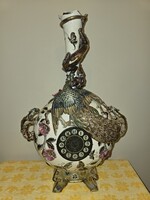 Zsolnay Historicist Clock Vase with Dragon and Pheasant