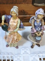 Rare and Beautiful Pair of Genre Figures! Anna Vadócz Style Ceramic Figures (Water Pouring Mother and Dancer)
