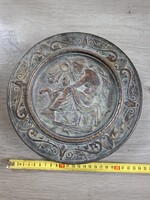 Herkules, és a nemeai oroszlán, öntött bronz tál, 25 cm, 1400 gr