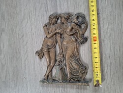 Ámor és Psyche, bronz dombormű, 14x12 cm, 289 gr