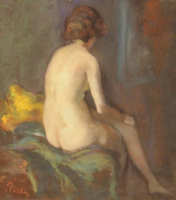 GARANTÁLTAN EREDETI CSODÁS PÁLDY ZOLTÁN /1884-1939/ NŐI AKT : VÁRAKOZÁS