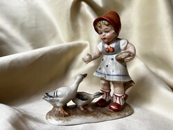 Bertram Porcelain Girl with Ducks