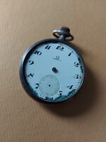 ! Omega silver pocket watch part!! / the original mechanism works but visibly needs repair. 800 silver