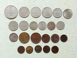 Szovjetunió 23 db Különböző Érme 1 2 3 10 15 20 Kopek Kopejka 1 Rubel 1935-1989