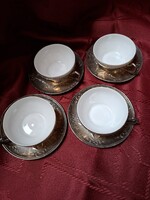 Set of 4 Rosenthal porcelain cups with inserts, silver-plated, with saucers