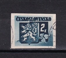 1945 Csehszlovákia 2k Pecsételt Vágott Bélyeg Címer