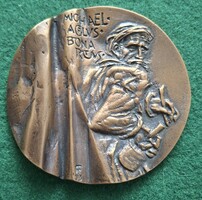 Farkas Ferenc: Michelangelo Buonarroti, érem, plakett, kisplasztika, 2003