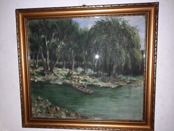 Nagy Dániel Ferenc(1888-1964) -A Sajónál - olaj,vászon festmény.